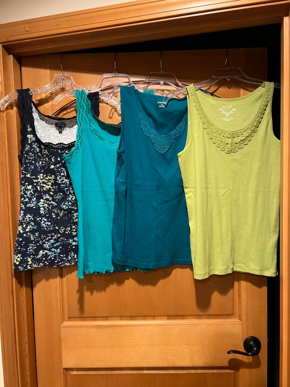 Apt. 9 Lace-Trim Tank Tops in Navy Pattern, Green, Teal, & Lime Green